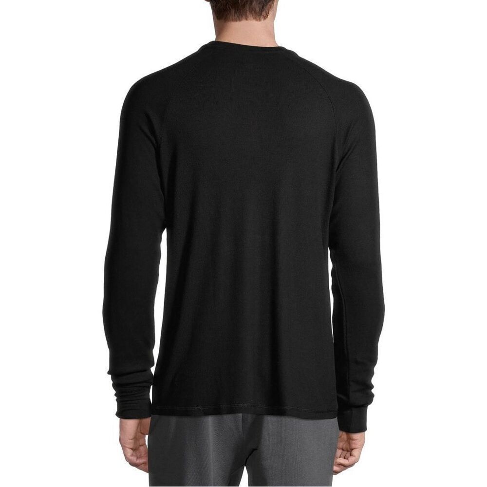 Hanes Men's Large L Black Long Sleeve Henley Pajama Lounge Tee NWT Ribbed Modal - Picture 3 of 7
